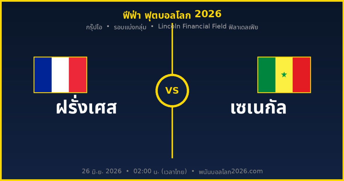 วิเคราะห์บอลโลก 2026 ฝรั่งเศส vs เซเนกัล กรุ๊ปไอ